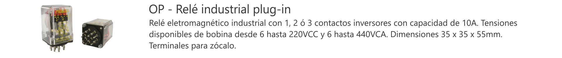 Relé industrial plug-in