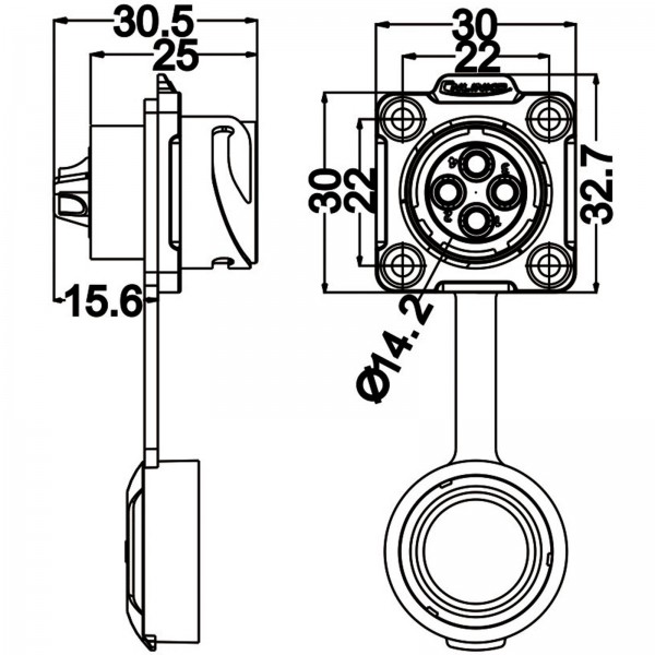 Conector Serie DH-20 Hembra 4 Pines Socket Soldar CNLINKO