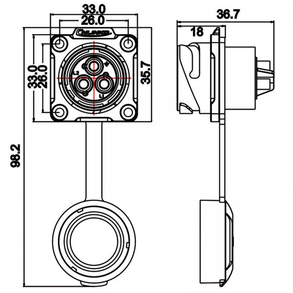 Conector Serie DH-24 Hembra 3 Pines Socket Soldar CNLINKO