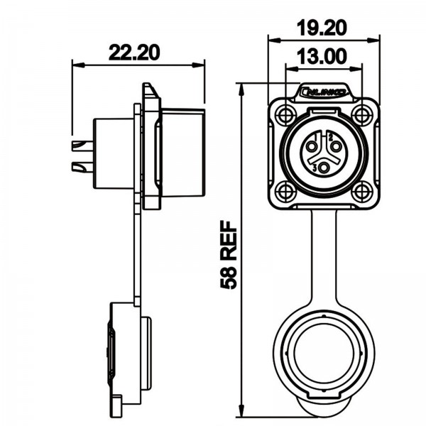 Conector Serie LP-12 Hembra 3 Pines Socket Soldar CNLINKO