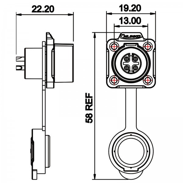 Conector Serie LP-12 Hembra 4 Pines Socket Soldar CNLINKO
