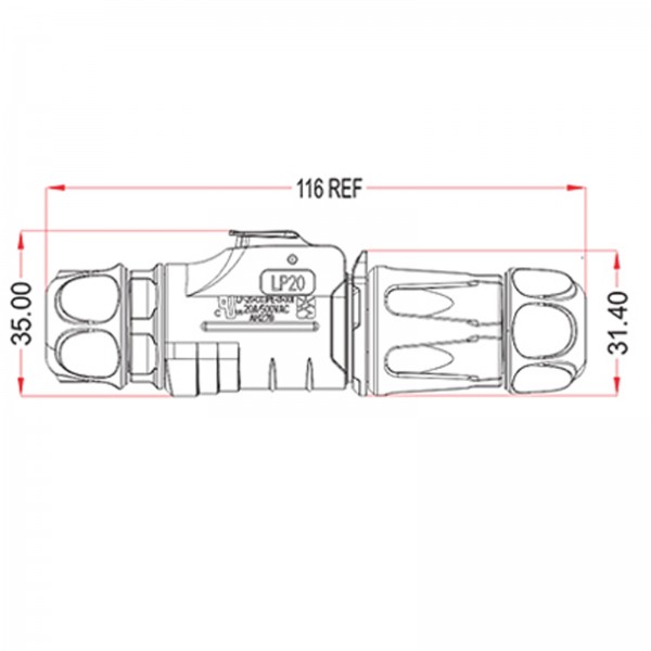 Conector Serie LP-20 Hembra 2 Pines Conector Soldar CNLINKO