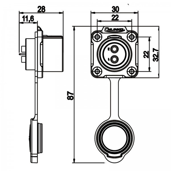 Conector Serie LP-20 Hembra 2 Pines Socket Soldar CNLINKO