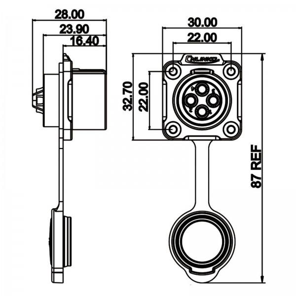 Conector Serie LP-20 Hembra 4 Pines Socket Soldar CNLINKO