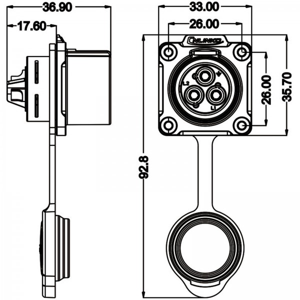 Conector Serie LP-24 Hembra 3 Pines Socket Soldar CNLINKO