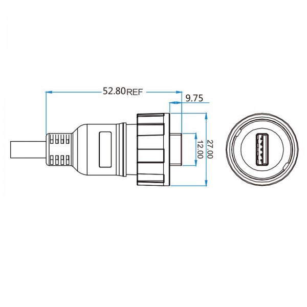 Conector Serie YU-USB USB Cable 1Metro plug CNLINKO
