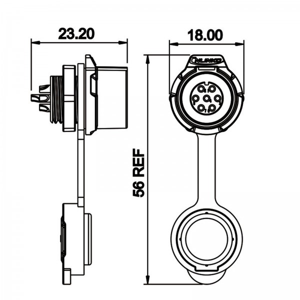 Conector Serie LP-12 Hembra 7 Pines Socket Soldar CNLINKO