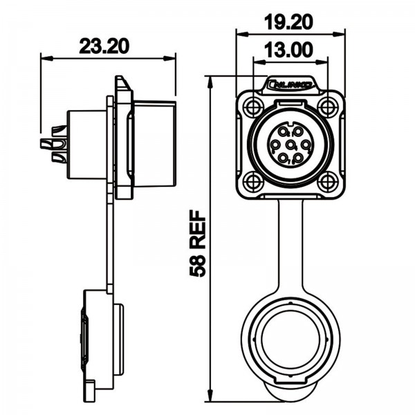 Conector Serie LP-12 Hembra 7 Pines Socket Soldar CNLINKO