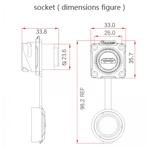Conector Serie DH-24 HDMI Socket 4K CNLINKO