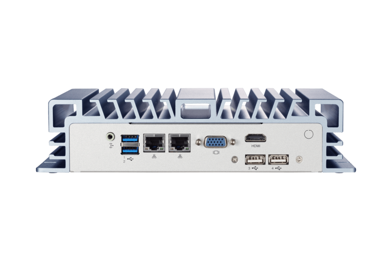 Intel Celeron J1900 Quad core CPU, 1 DDR3L memory, 2 USB3.0, 2 USB 2.0, 3 RS-232, 5 RS-232/422/485, 2 GbE, line out, 1 VGA, 1 HDMI, DC 9~36V , Phoenix Connector  
