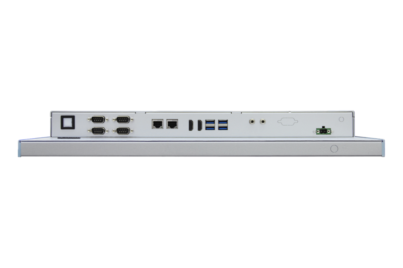 21.5" 16:9 (1920 x 1080), 250nits, Fanless Panel PC with Intel Core i5-4300U CPU, Projected Capacitive Touch, 4 USB 3.0, 2 RS-232, 2 RS-232/422/485, 8-bit DIO, Line out, Mic in, 2 GbE, 2 HDMI, DC 9-36 V, Phoenix Connector