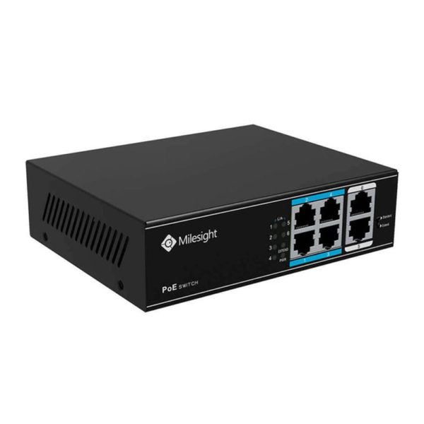 Switch PoE, 4 puertos PoE RJ45 10/100Mbps, 2 puertos uplink 100Mbps