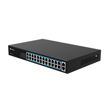 Switch PoE, 24 puertos PoE RJ45 10/100Mbps, 2 puertos uplink 1000Mbps