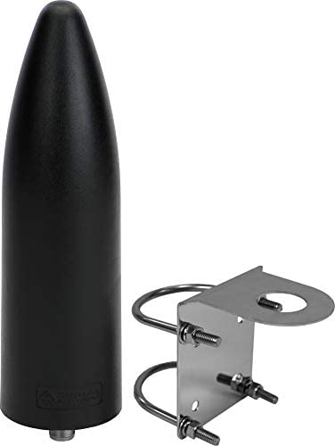 Antena banda ancha tipo bala con bracket tipo L negro