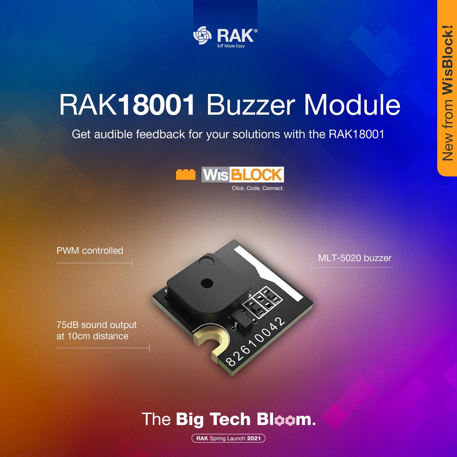 WisBlock Módulo de buzzer Jiangsu MLT-5020 RAK18001