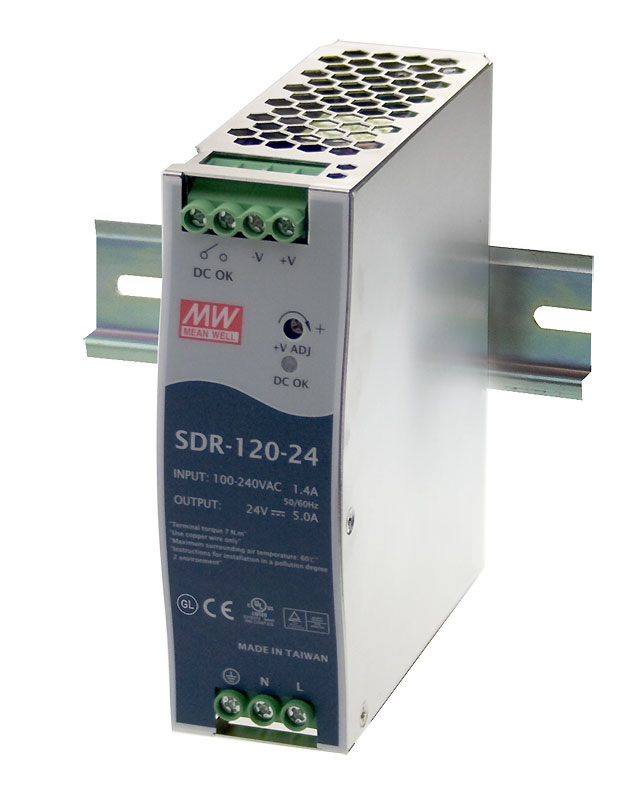 Fuente de Poder Mean Well SDR-120-12 Riel DIN 12VDC 120W 10A