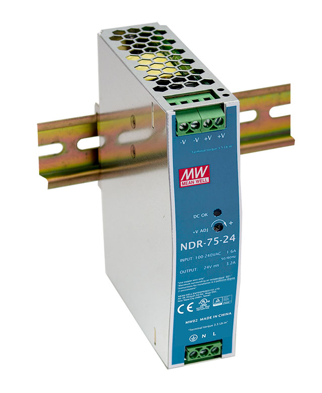 Fuente de Poder Mean Well NDR-75-24 Riel DIN 24VDC 76.8W 3.2A