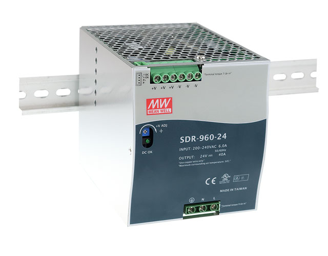 Fuente de Poder Mean Well SDR-960-24 Riel DIN 24VDC 960W 40A