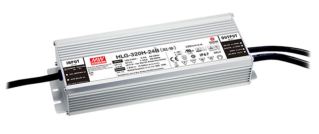 Driver LED Mean Well HLG-320H-54AB 54VDC 321.3W 5.95A Ajustable, dimmeable