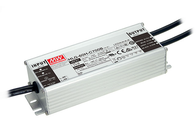 Driver LED Mean Well HLG-60H-20B 20VDC 60W 3A Dimmer 3 en 1