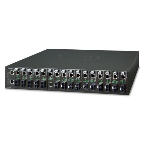 19" 16-slot  SNMP Managed Media Converter Chassis (-48VDC) with redundant power option