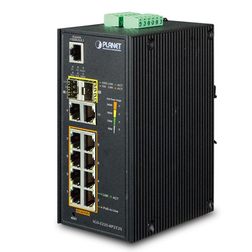 Switch Industrial gestionado 8P poE at+ 2 Giga + 2SFP