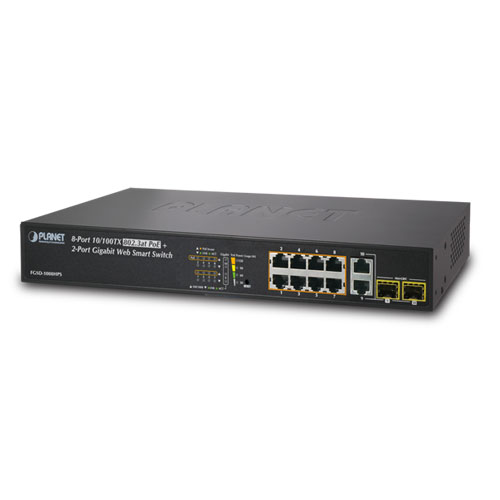 8-Port 10/100TX 802.3at PoE + 2-Port Gigabit TP/ SFP combo Web Smart Switch