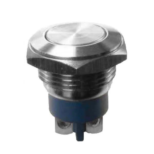 Botónera antivandalismo 16mm acero inoxidable 1NA momentáneo plano