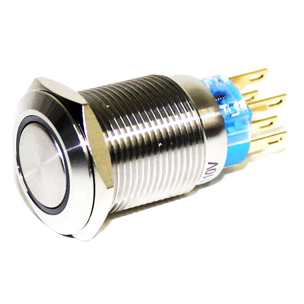 Botónera antivandalismo 19mm iluminado rojo acero inoxidable 2 inversores con retención 110VCA