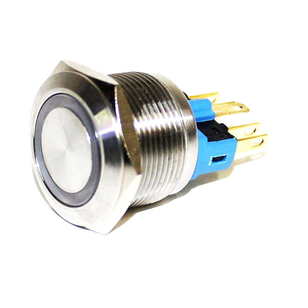 Botónera antivandalismo iluminado azul 22mm 12VCA/CC