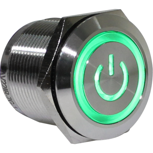 Botonera antivandalismo iluminado alternado verde 22mm 24VCA DC power