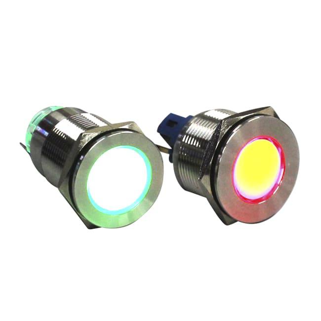 Indicador LED 22mm antivandalismo acero inoxidable 24VCconCA verde