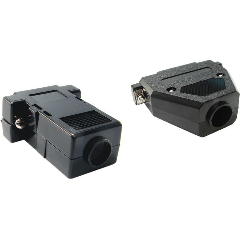 Tapa plástica Conector DB gris 9 vías, snap, con Kit retencción Macho corto