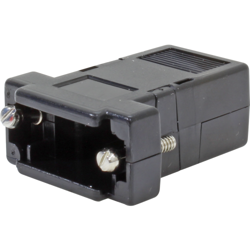 Tapa plástica Conector DB negra 9 vías, snap, con Kit retencción Macho corto