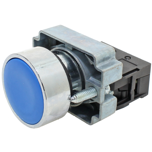 Pulsador rasado 22mm metálico - azul - 1NA