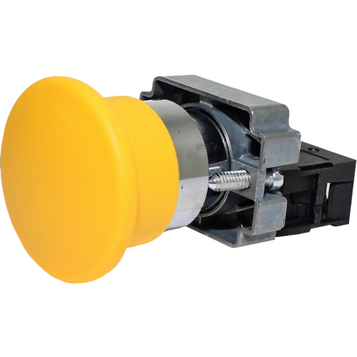 Pulsador Hongo 22mm metálico - amarillo - 1NC