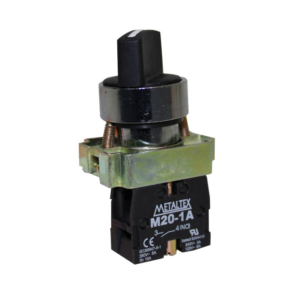 Selectora metálico knob corto 2 posiciones fijas 90G - 1NA