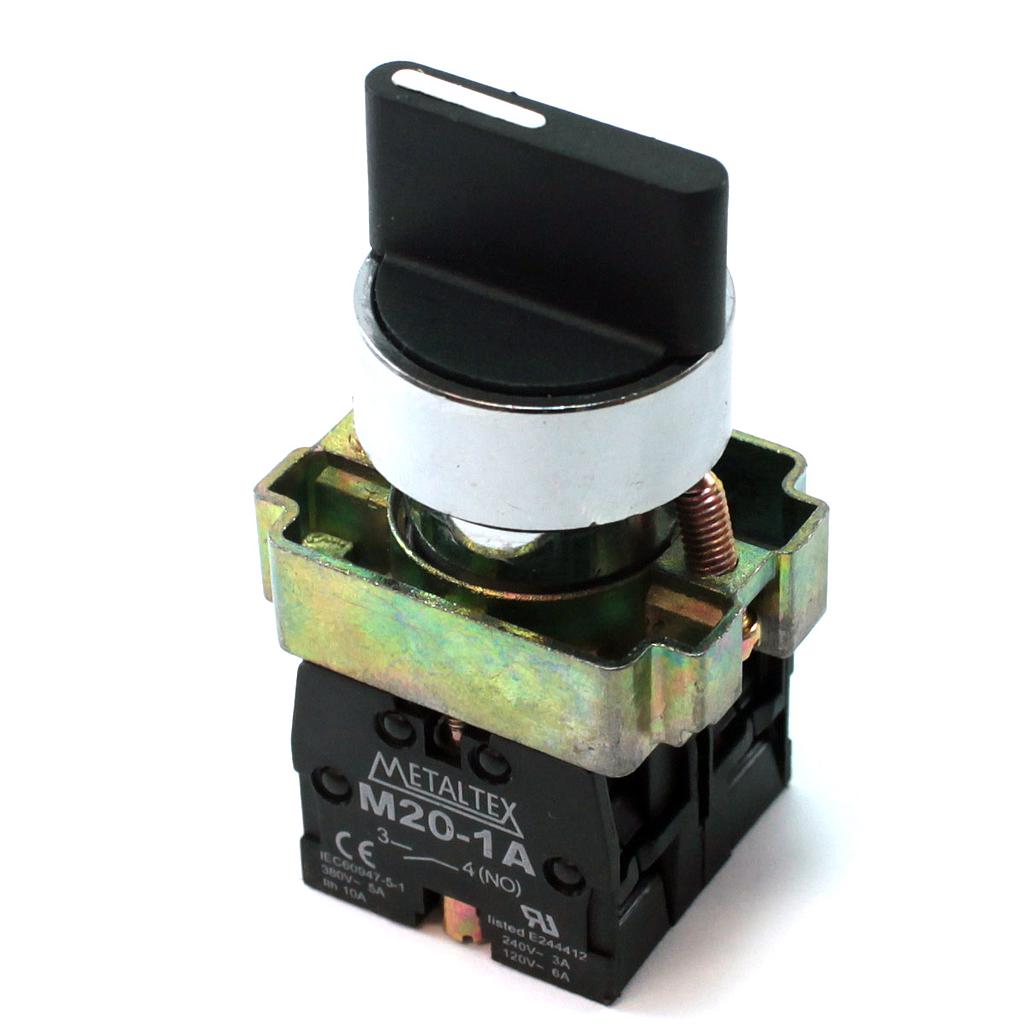 Selectora metálico knob corto 3 posiciones fijas 45G - 2NA