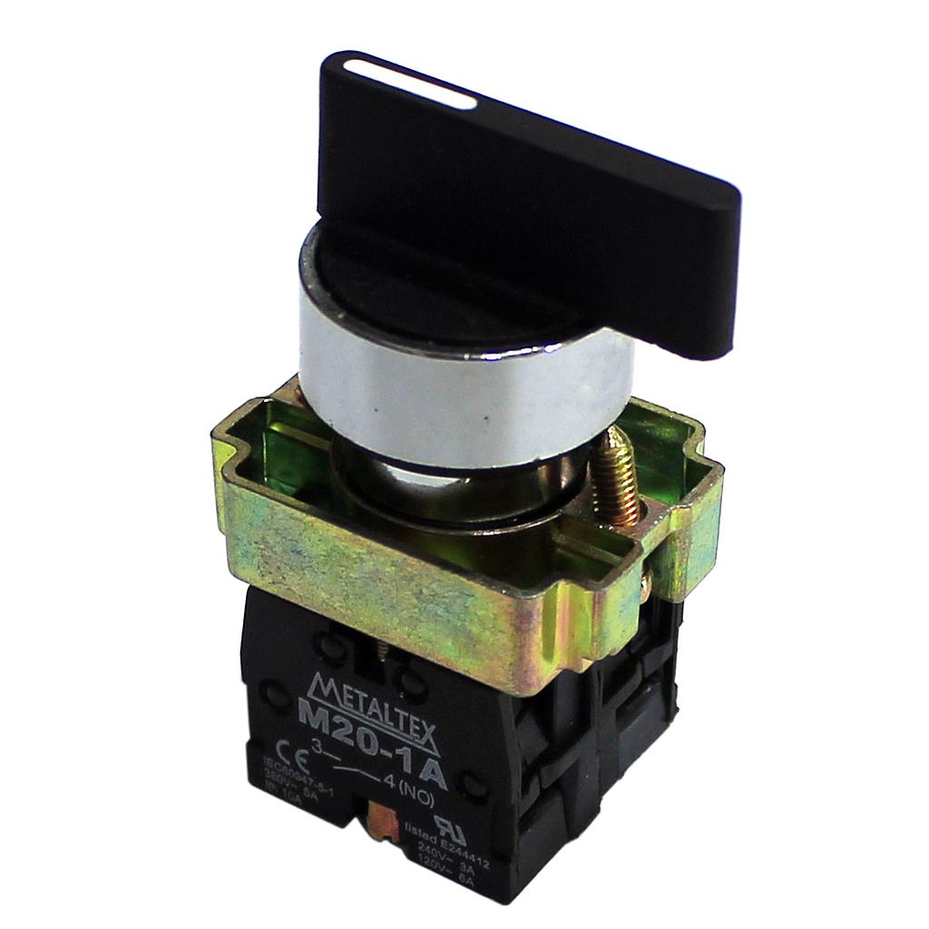 Selectora metálico knob largo 3 posiciones con retorno D/I 45G - 2NA