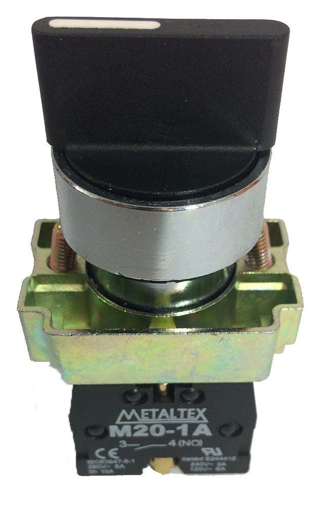 Selectora metálica knob corto 3 posiciones con retorno izquierda 45G 2NA