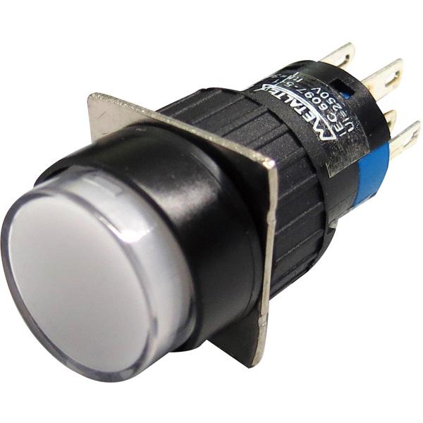 Pulsador iluminado 16mm redondo con retención blanco 24V - 2 Inversores