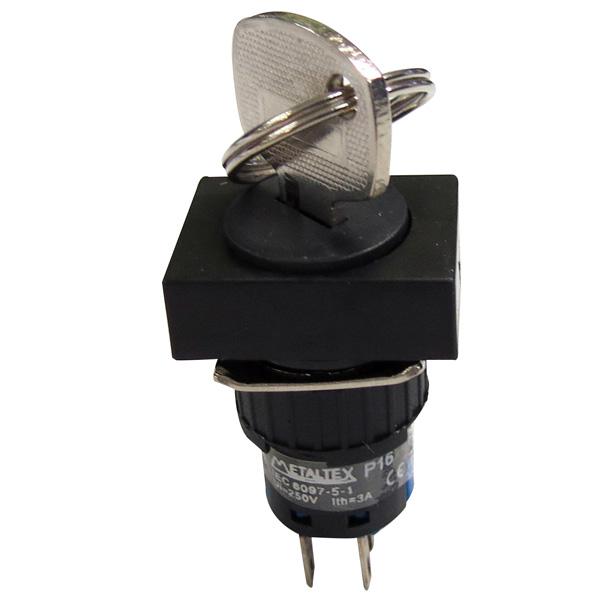 Selectora con llave 16mm rectangular 2 posiciones fijas 90G - 2 Inversores