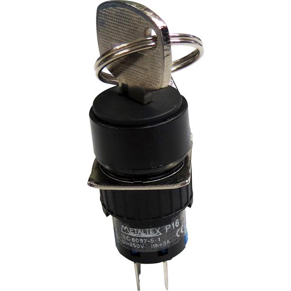Selectora con llave 16mm redondo 2 posiciones fijas 90G - 2 Inversores