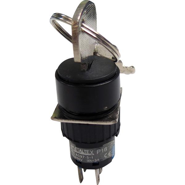 Selectora con llave 16mm redondo 3 posiciones fijas 45G - 2 Inversores