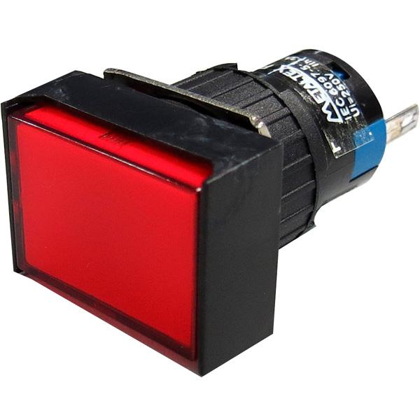 Piloto LED 16mm rectangular - 220V - rojo