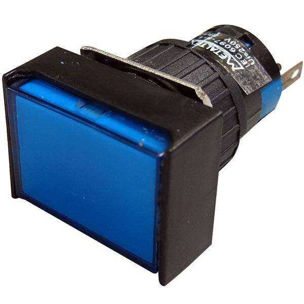 Piloto LED 16mm rectangular - 24V - azul
