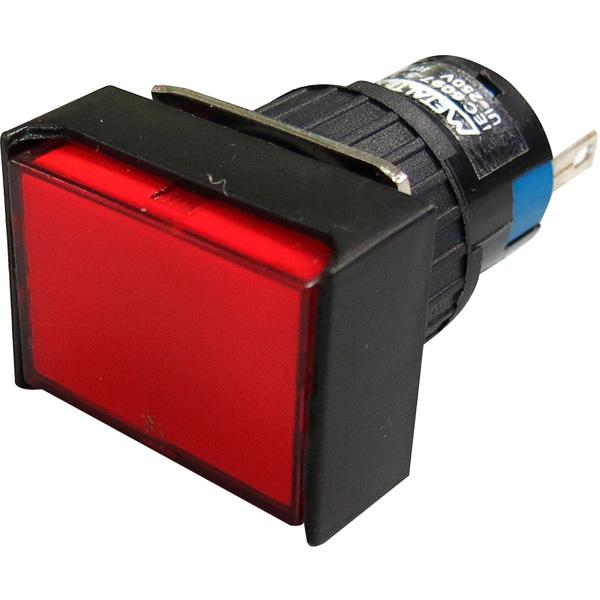 Piloto LED 16mm rectangular - 24V - rojo