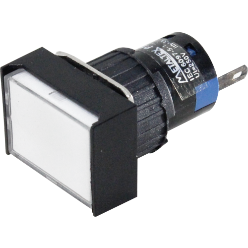 Piloto LED 16mm rectangular - 12V - blanco