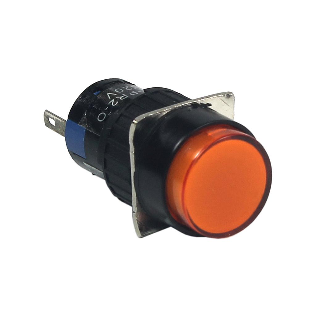Piloto LED 16mm redondo - 220V - naranja