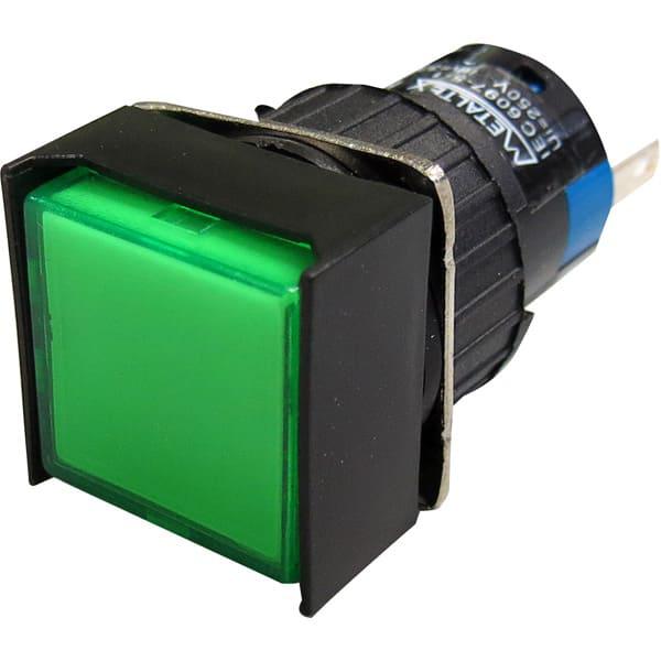 Piloto LED 16mm cuadrado - 24V - verde